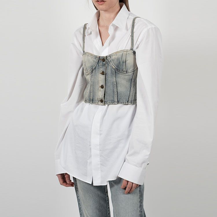 Saint Laurent Paris Saint Laurent Denim Corset Top Size 40 Size M / US 6-8 / IT 42-44 - 7 Thumbnail