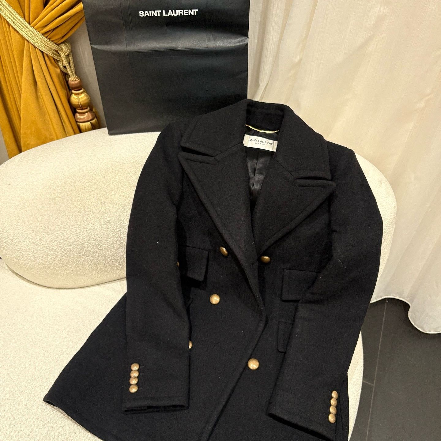 Saint Laurent Paris Saint Laurent Double-Breasted Wool Coat Size 36 Size XS / US 0-2 / IT 36-38 - 6 Thumbnail