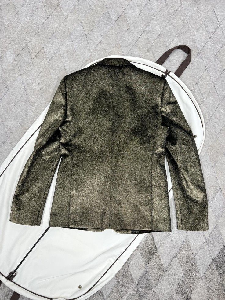 Saint Laurent Paris Saint Laurent Metallic Gold Blazer Size 36R Size 36R - 2 Thumbnail