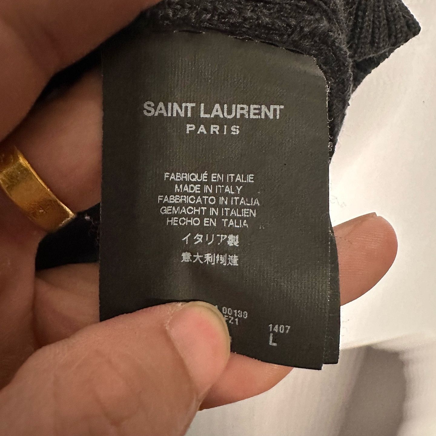 Saint Laurent Paris Saint Laurent Suede Patch Wool Sweater Size L Size US L / EU 52-54 / 3 - 4 Thumbnail