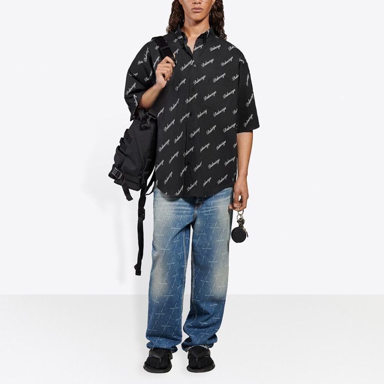 Balenciaga Balenciaga All Over Logo Short Sleeve Shirt Size S Size US S / EU 44-46 / 1 - 6 Thumbnail