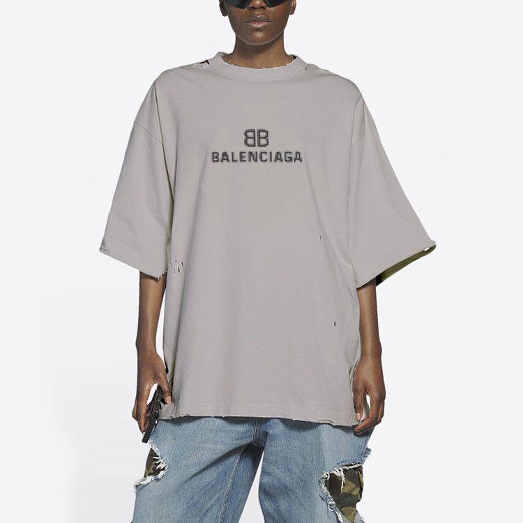 Balenciaga Balenciaga BB Logo Distressed T-Shirt Size S Size US S / EU 44-46 / 1 - 9 Thumbnail
