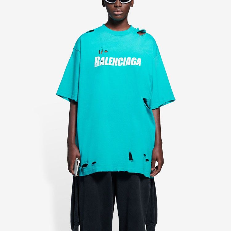 Balenciaga Balenciaga Logo Distressed T-Shirt Size S Size US S / EU 44-46 / 1 - 8 Thumbnail