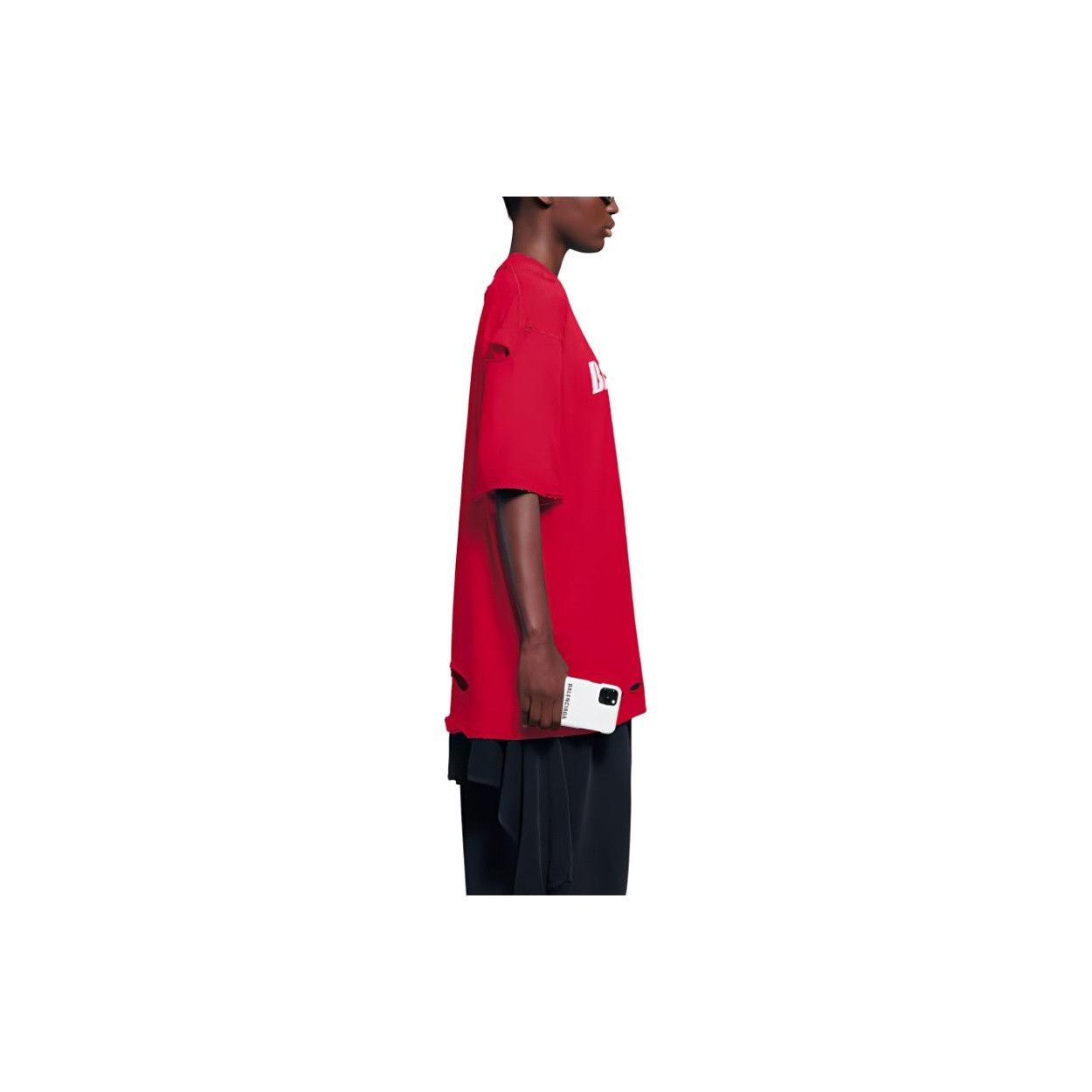 Balenciaga Balenciaga Distressed Logo T-Shirt Red Size M Size US M / EU 48-50 / 2 - 9 Thumbnail