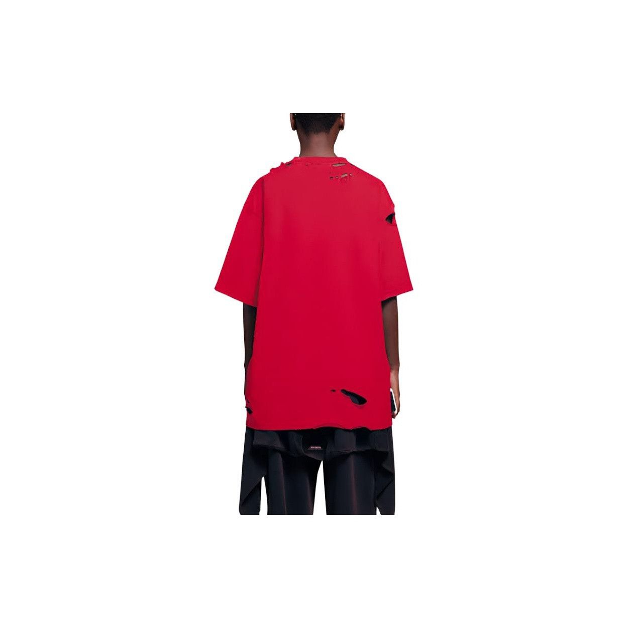 Balenciaga Balenciaga Distressed Logo T-Shirt Red Size M Size US M / EU 48-50 / 2 - 8 Thumbnail