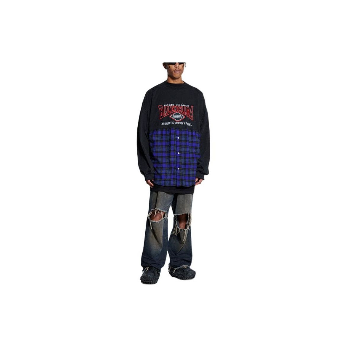 Balenciaga Balenciaga Plaid Spliced Long Sleeve Shirt US S Size US S / EU 44-46 / 1 - 7 Thumbnail