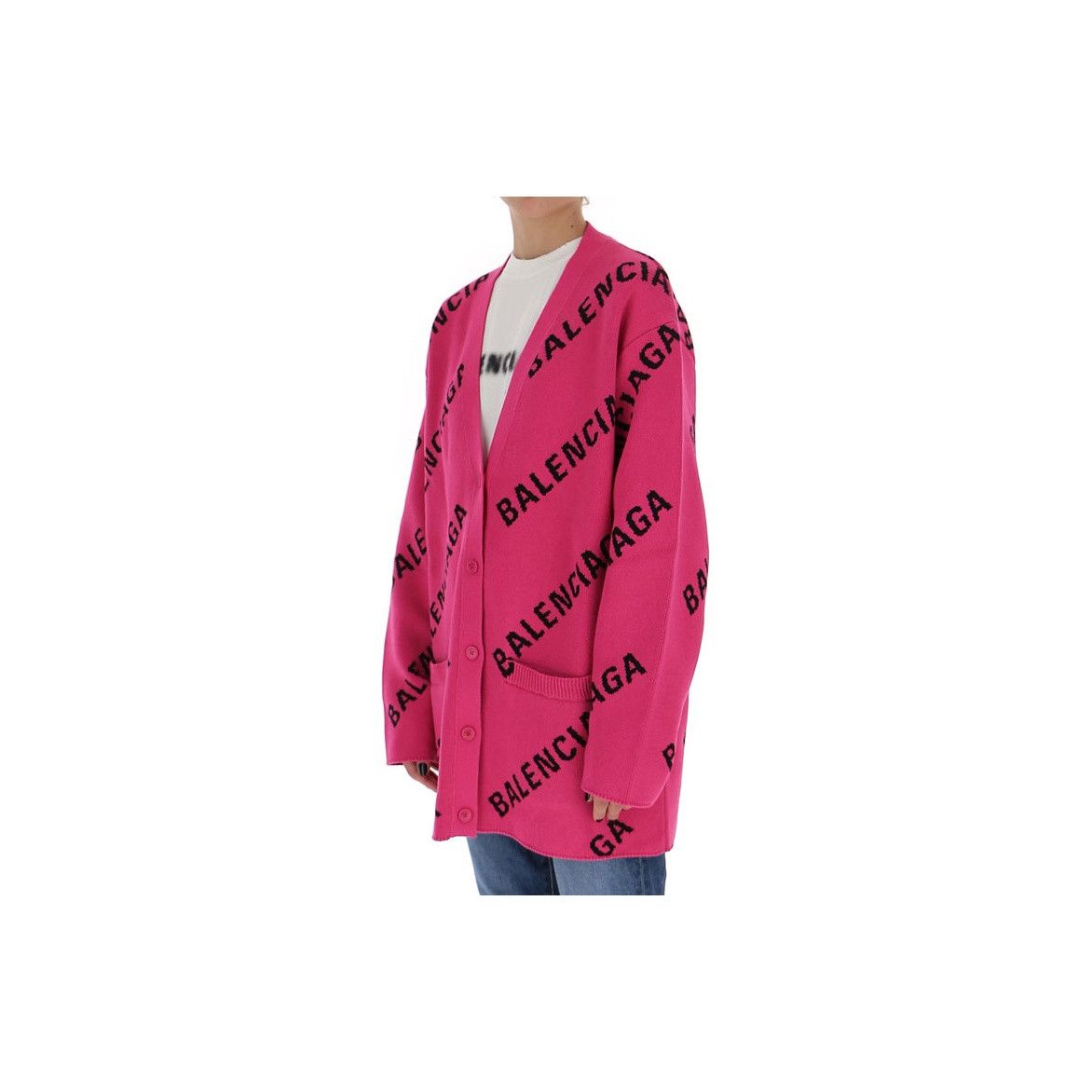 Balenciaga Balenciaga Logo Jacquard Cardigan Pink Size S Size S / US 4 / IT 40 - 8 Thumbnail