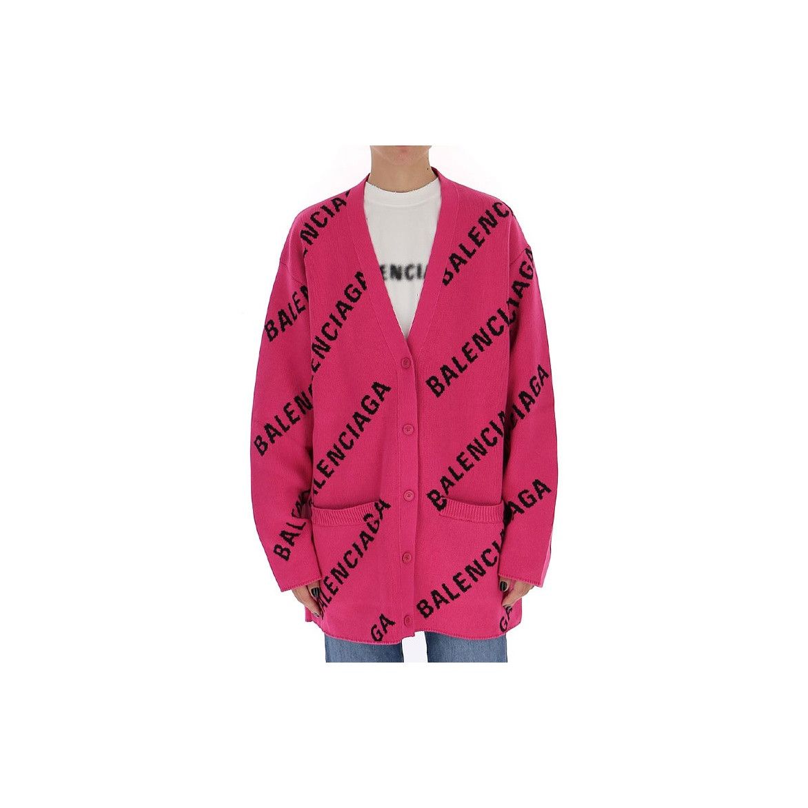 Balenciaga Balenciaga Logo Jacquard Cardigan Pink Size S Size S / US 4 / IT 40 - 7 Thumbnail