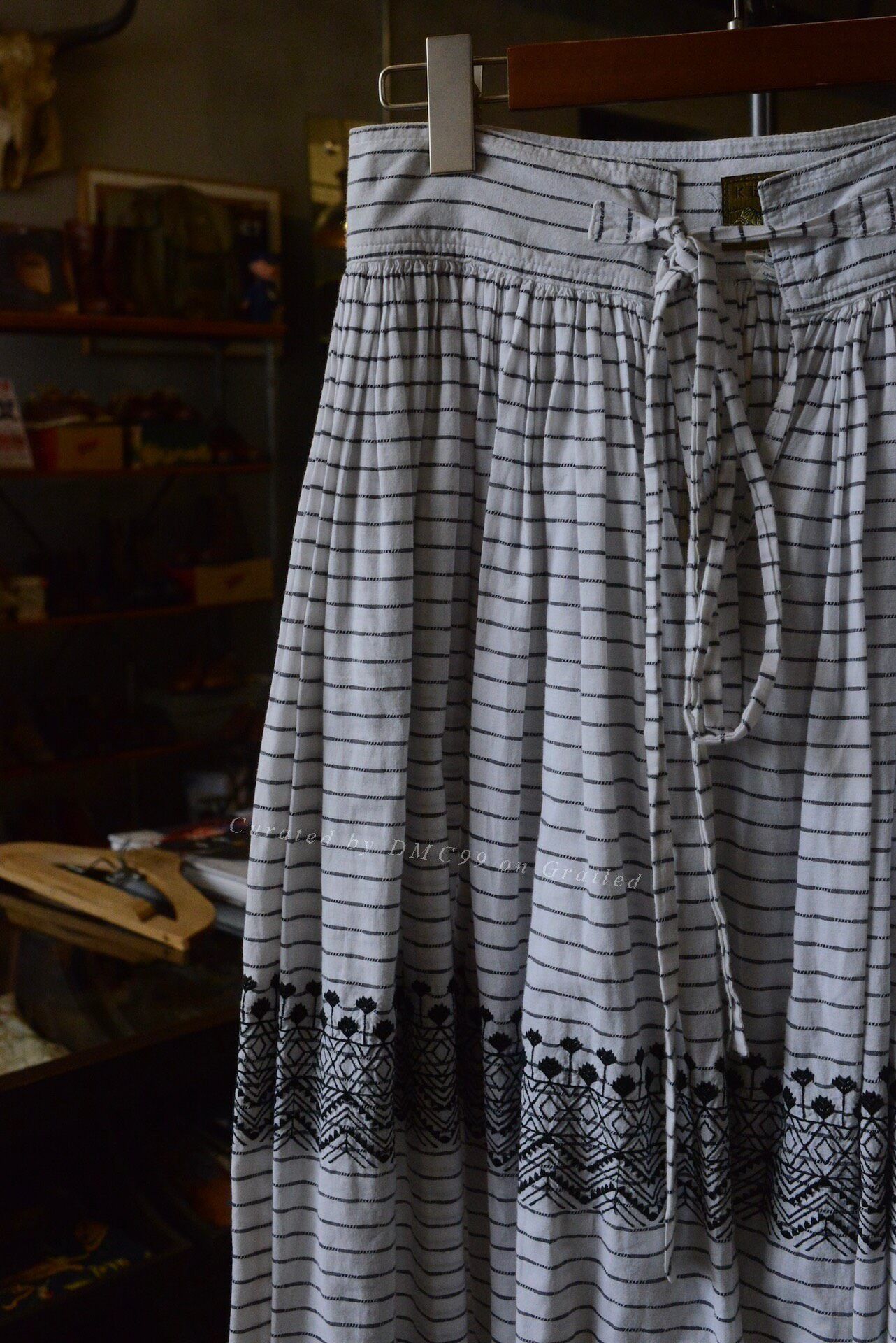 Kenzo Kenzo 1980s Embroidered Striped Skirt Size 36" / US 14 / IT 50 - 2 Thumbnail