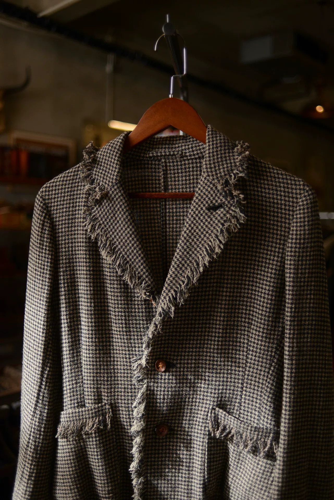 Vintage Fringe Trim Houndstooth Wool Blazer Size US S / EU 44-46 / 1 - 4 Thumbnail