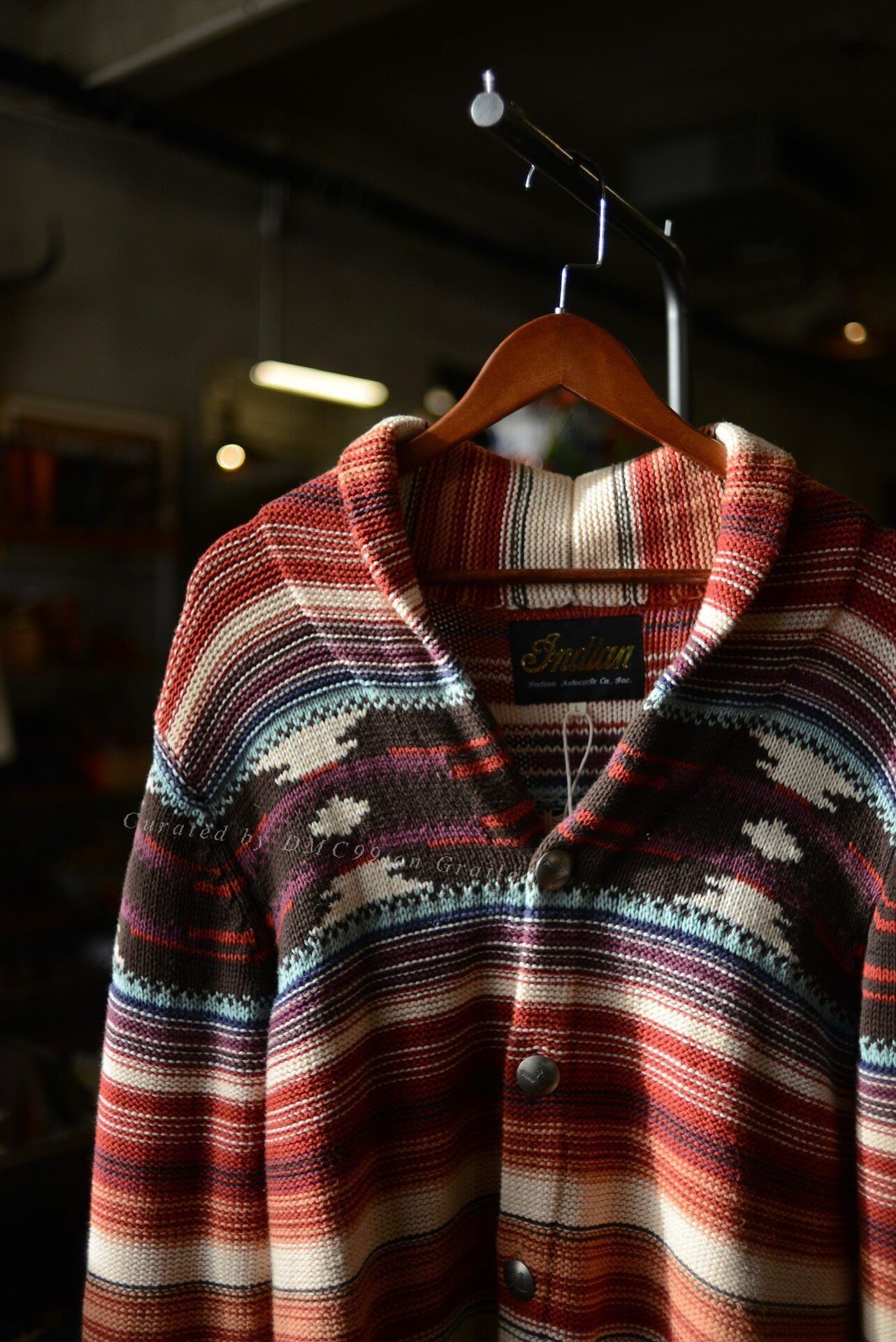 Vintage Indian Motorcycle Navajo Totem Knit Cardigan Size US L / EU 52-54 / 3 - 2 Thumbnail