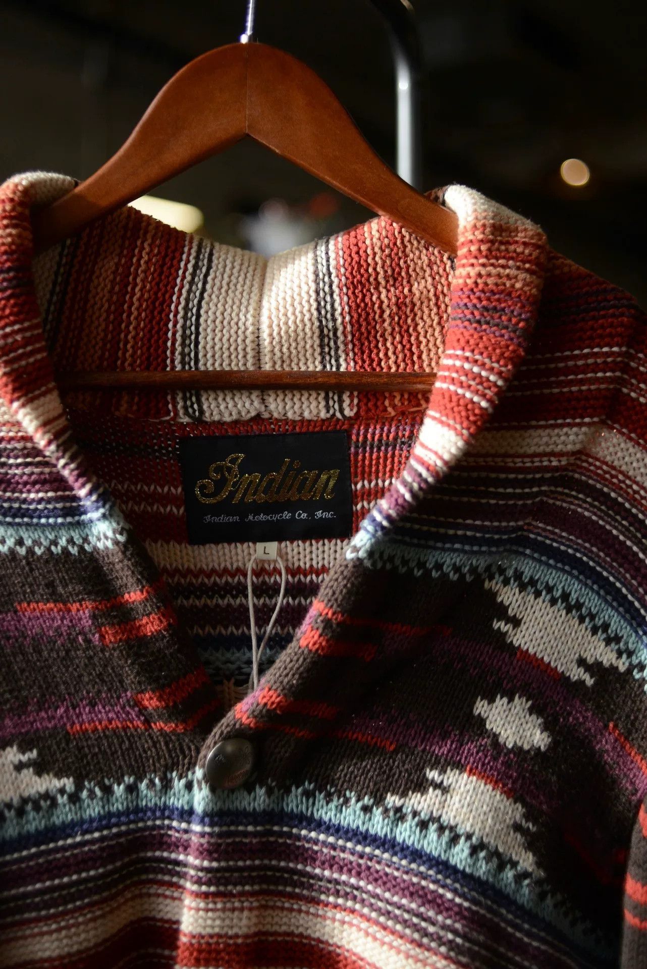 Vintage Indian Motorcycle Navajo Totem Knit Cardigan Size US L / EU 52-54 / 3 - 5 Thumbnail