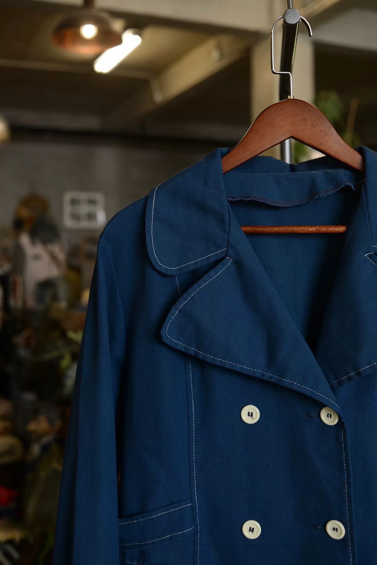 Sears 60s Lake Blue Double-Breasted Jacket Size US M / EU 48-50 / 2 - 2 Thumbnail