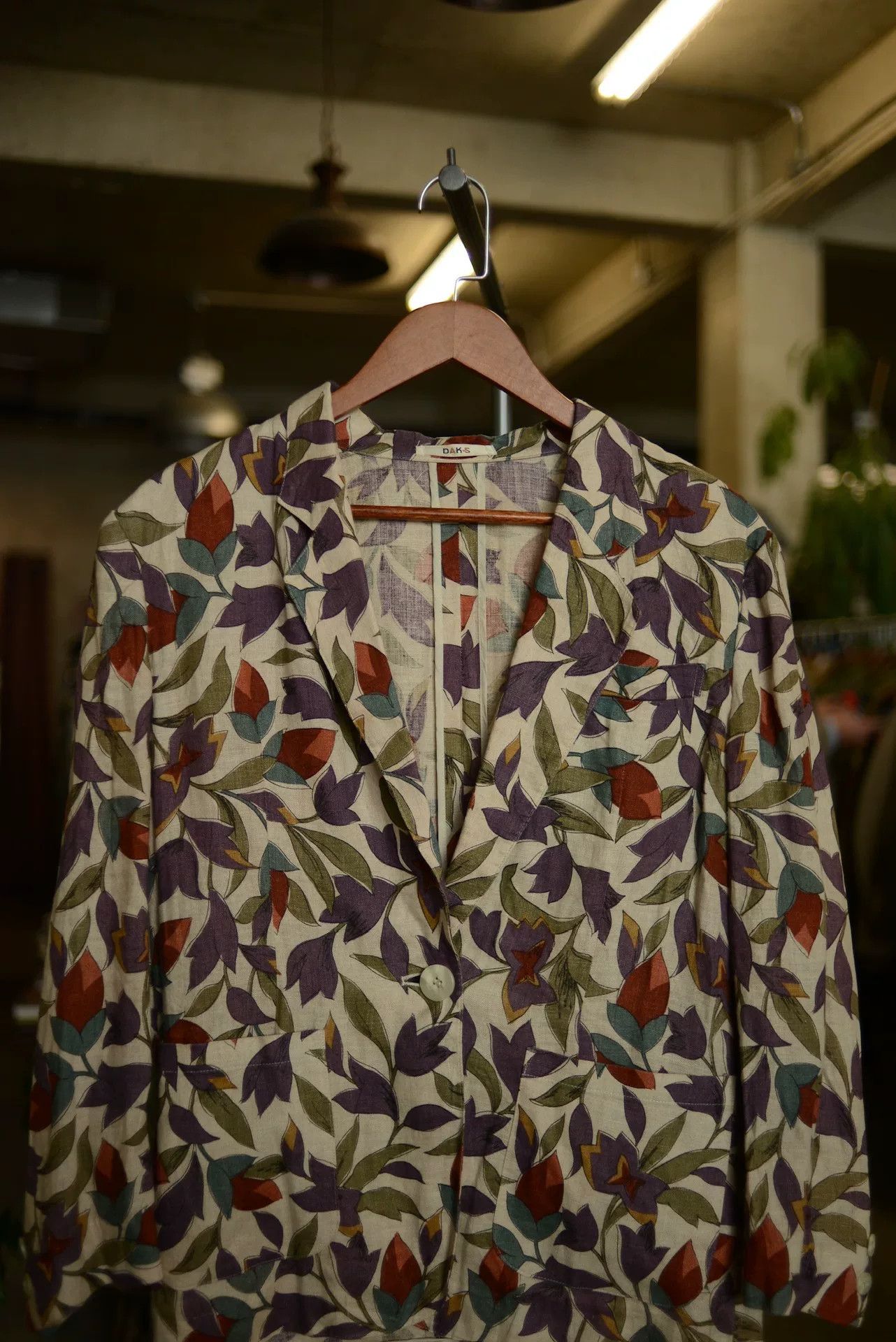 DAKS DAKS 80s British Floral Linen Blazer Size US M / EU 48-50 / 2 - 3 Thumbnail