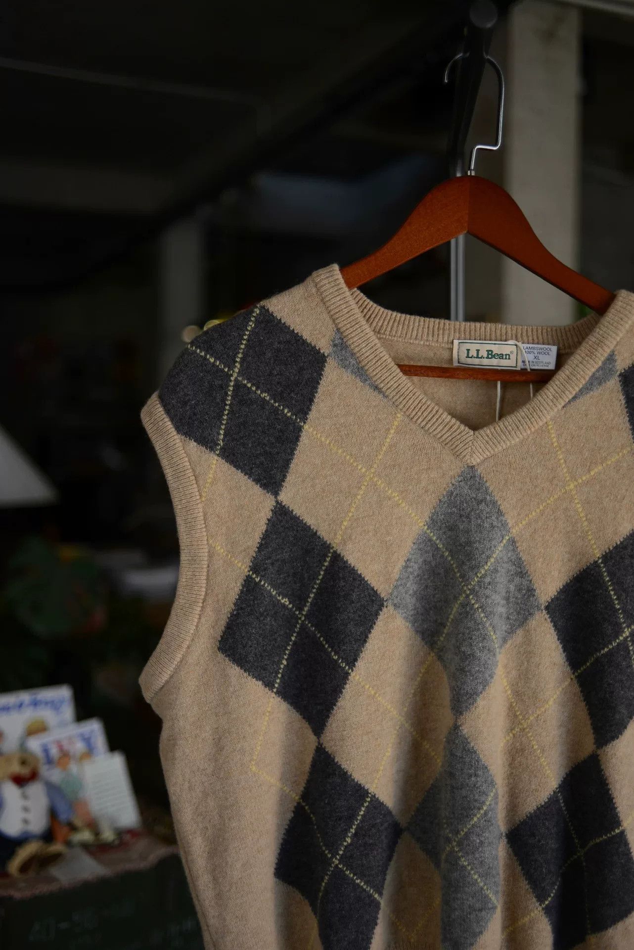 Vintage Vintage L.L. Bean 1980s Wool Argyle Vest Size US XL / EU 56 / 4 - 2 Thumbnail