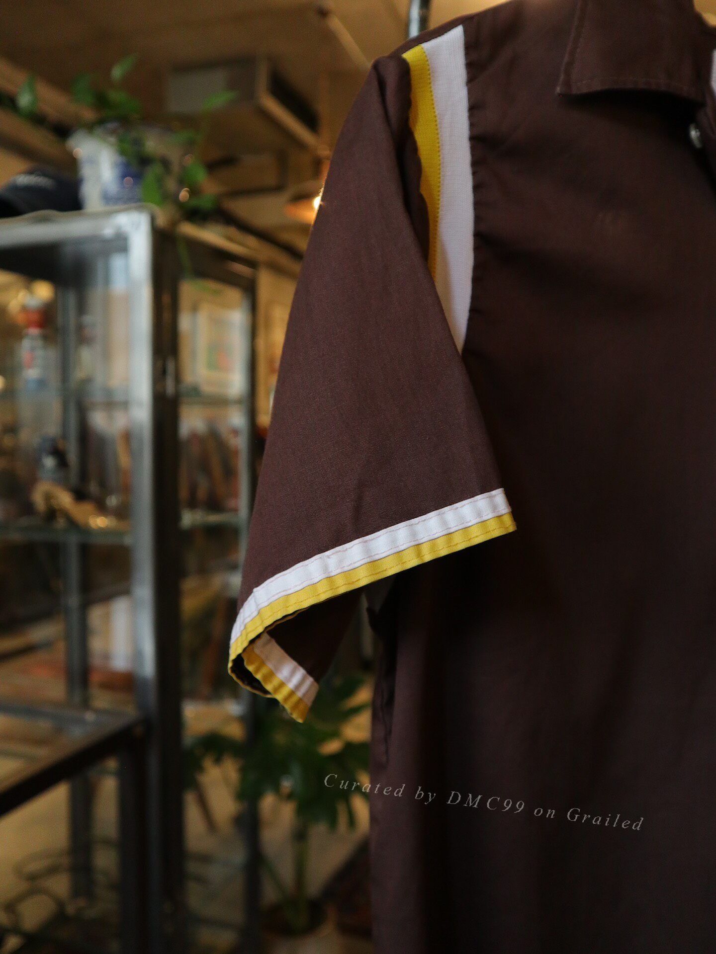 Vintage Vintage 1960s Hilton Brown Stripe Bowling Shirt Size US XS / EU 42 / 0 - 4 Thumbnail