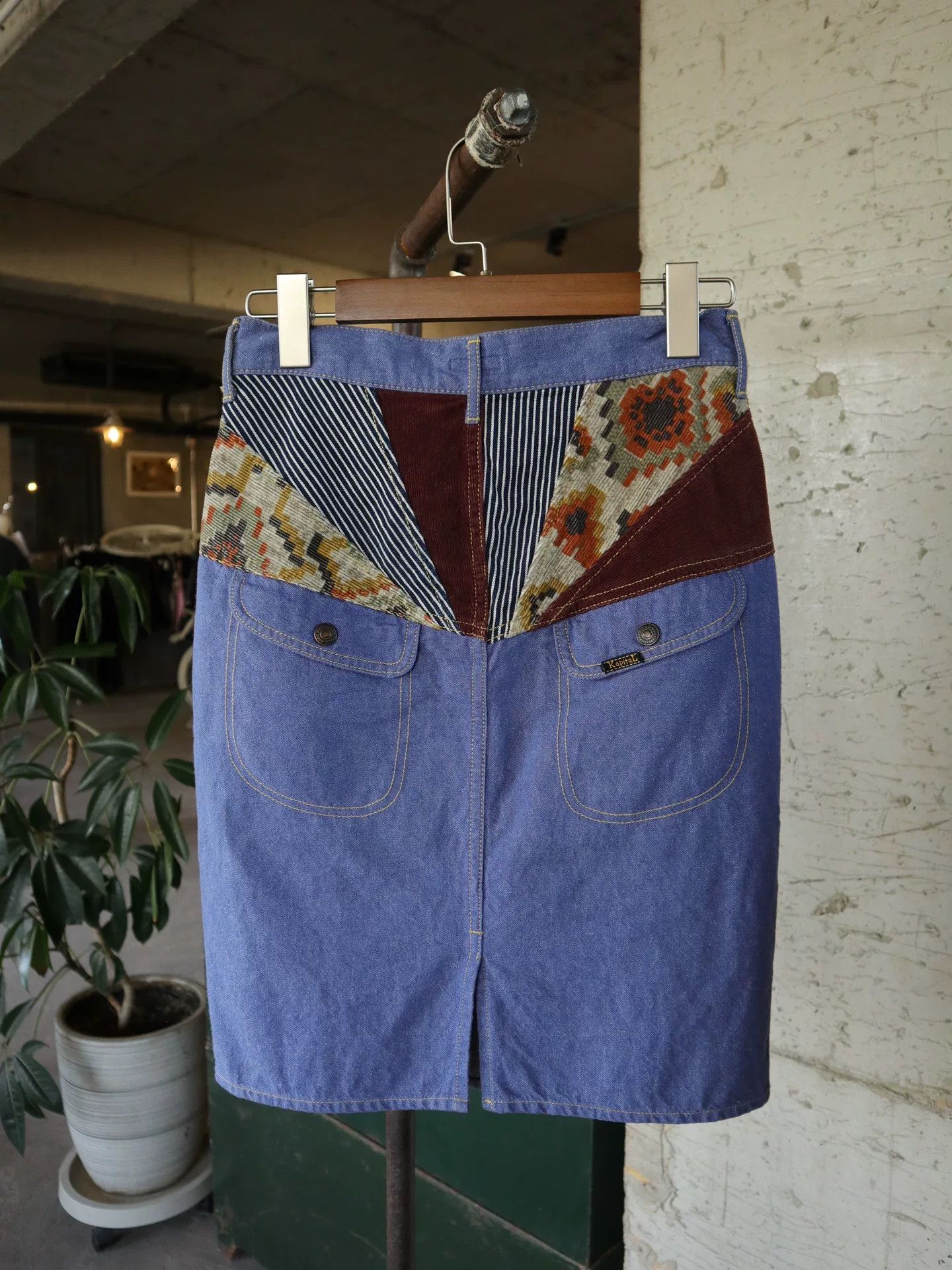 Kapital Kapital Denim Totem Patchwork Skirt Size 35" - 5 Thumbnail