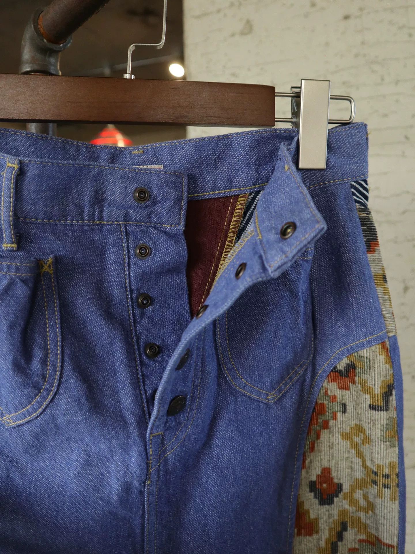 Kapital Kapital Denim Totem Patchwork Skirt Size 35" - 8 Thumbnail