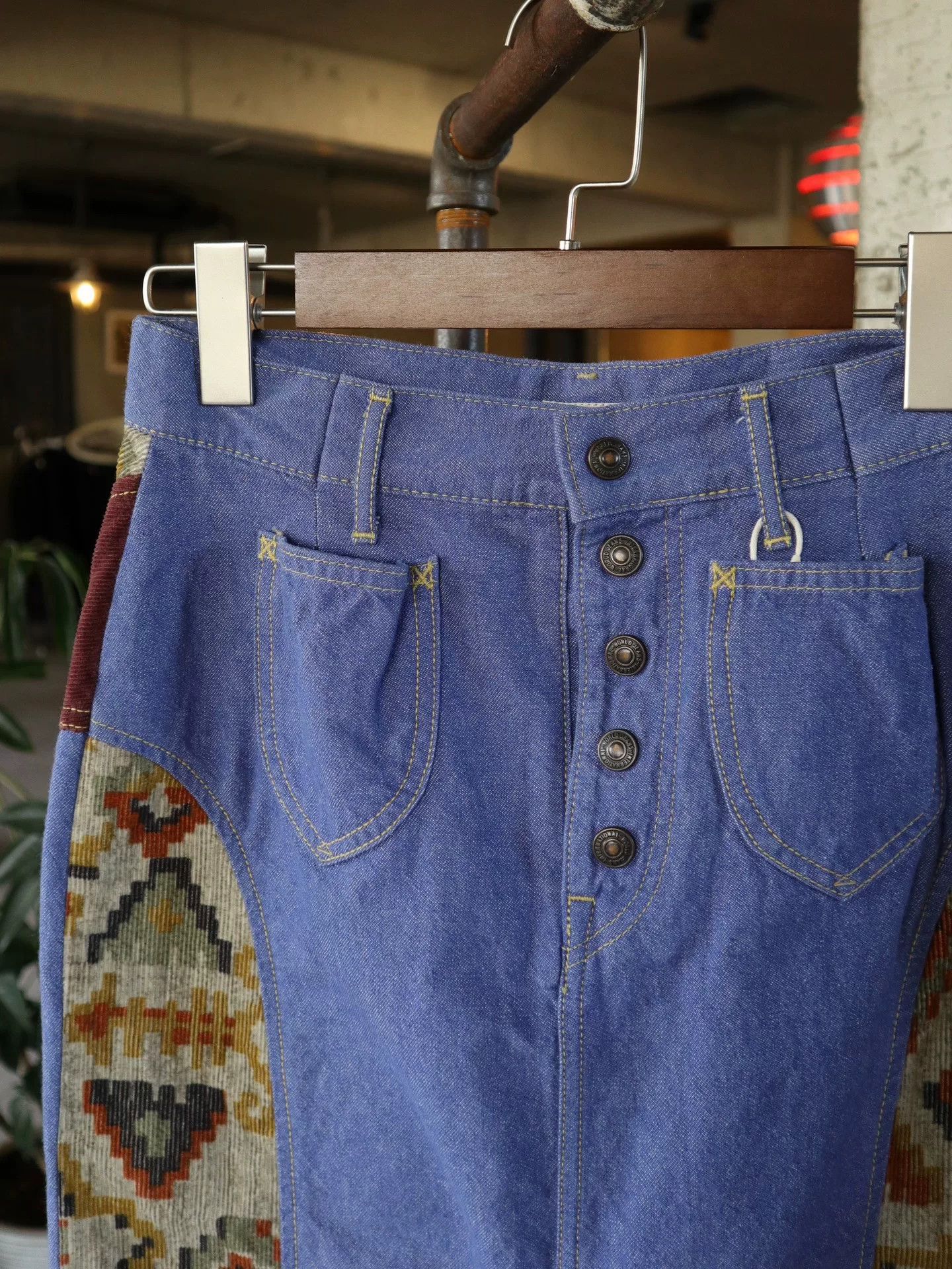 Kapital Kapital Denim Totem Patchwork Skirt Size 35" - 2 Thumbnail