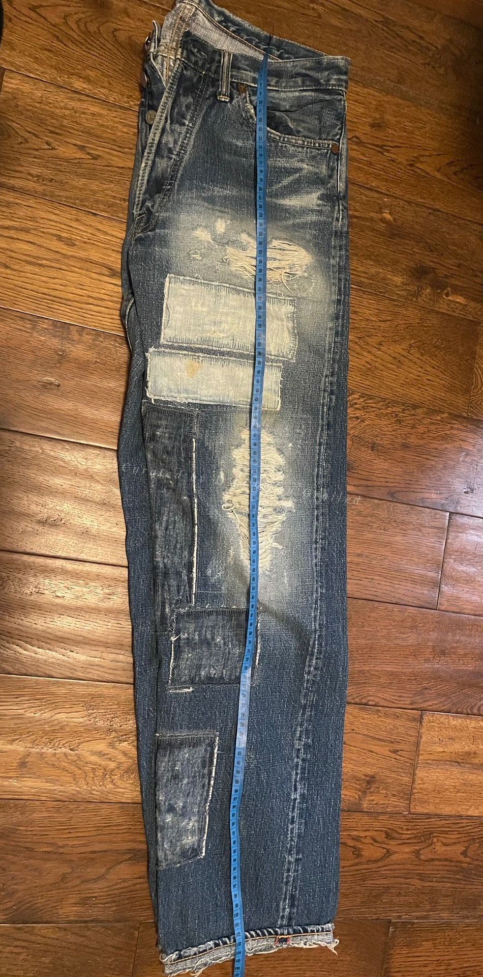 Pure Blue Japan Pure Blue Japan Distressed Patchwork Jeans Size US 40 / EU 56 - 6 Thumbnail
