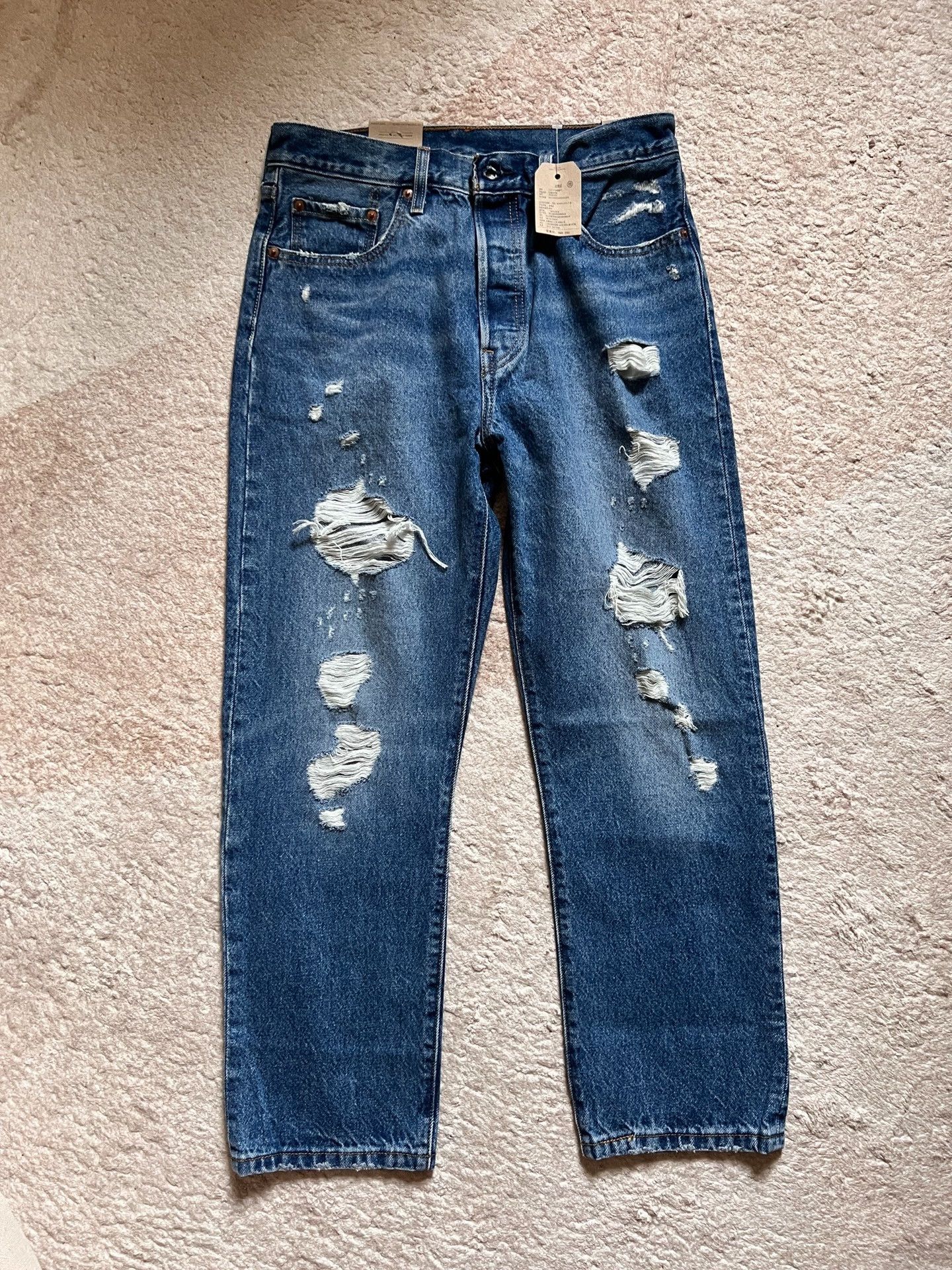 Levi's New Levi's 501 Mid-Rise Straight Ripped Jeans Size 28" / US 6 / IT 42 - 9 Thumbnail