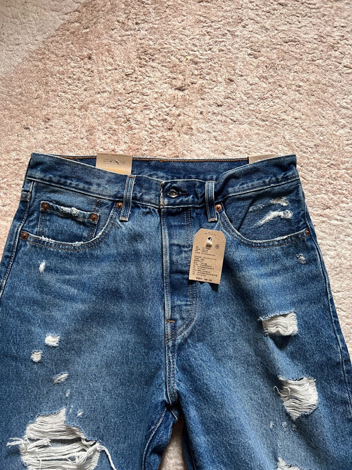 Levi's New Levi's 501 Mid-Rise Straight Ripped Jeans Size 28" / US 6 / IT 42 - 4 Thumbnail