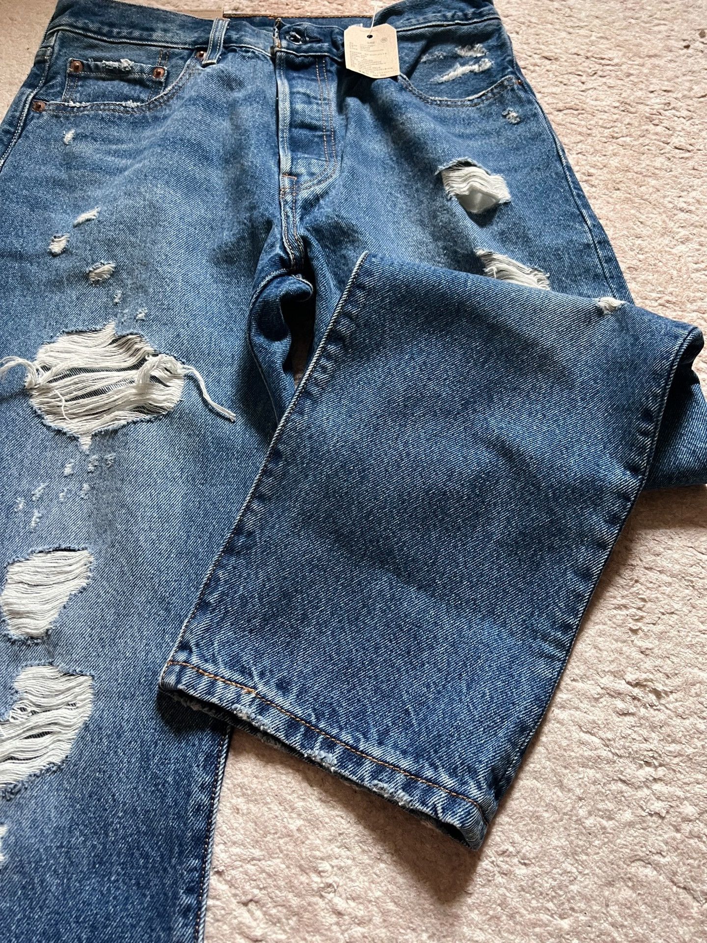 Levi's New Levi's 501 Mid-Rise Straight Ripped Jeans Size 28" / US 6 / IT 42 - 3 Thumbnail