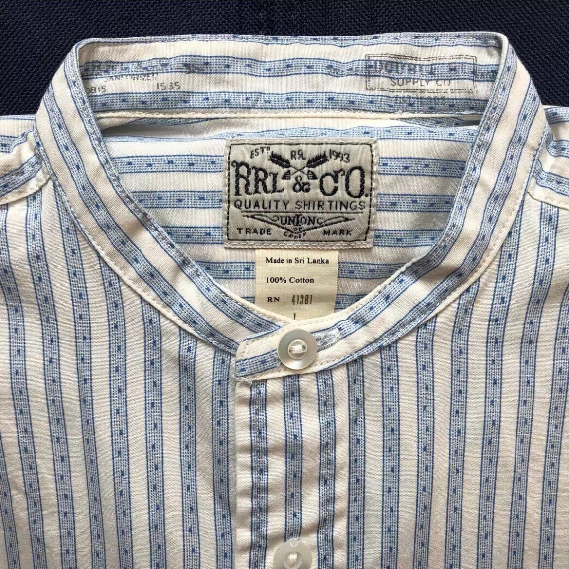 RRL Ralph Lauren RRL Striped Collarless Shirt Size US S / EU 44-46 / 1 - 3 Thumbnail