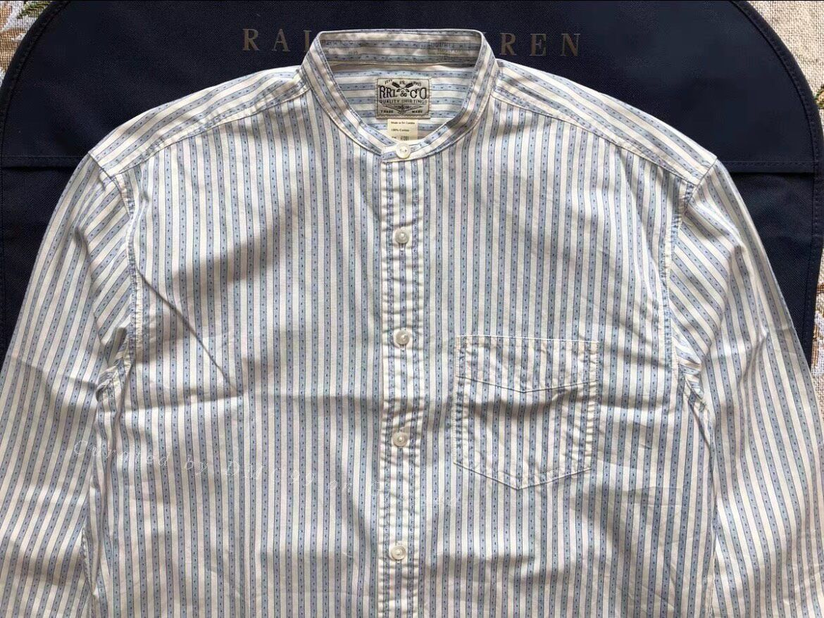 RRL Ralph Lauren RRL Striped Collarless Shirt Size US S / EU 44-46 / 1 - 2 Thumbnail