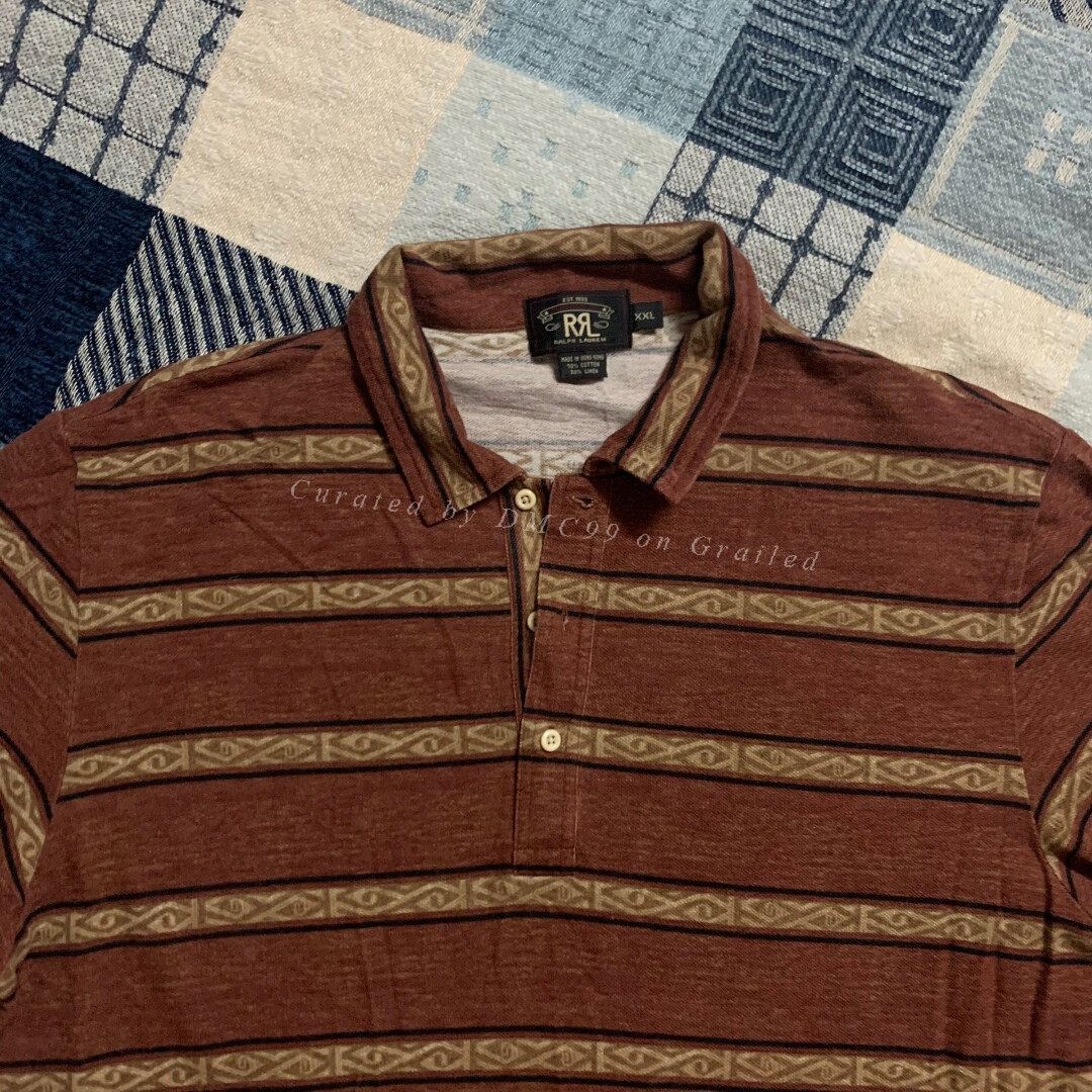 RRL Ralph Lauren RRL Double RL Striped Polo Shirt Size US XXL / EU 58 / 5 - 2 Thumbnail
