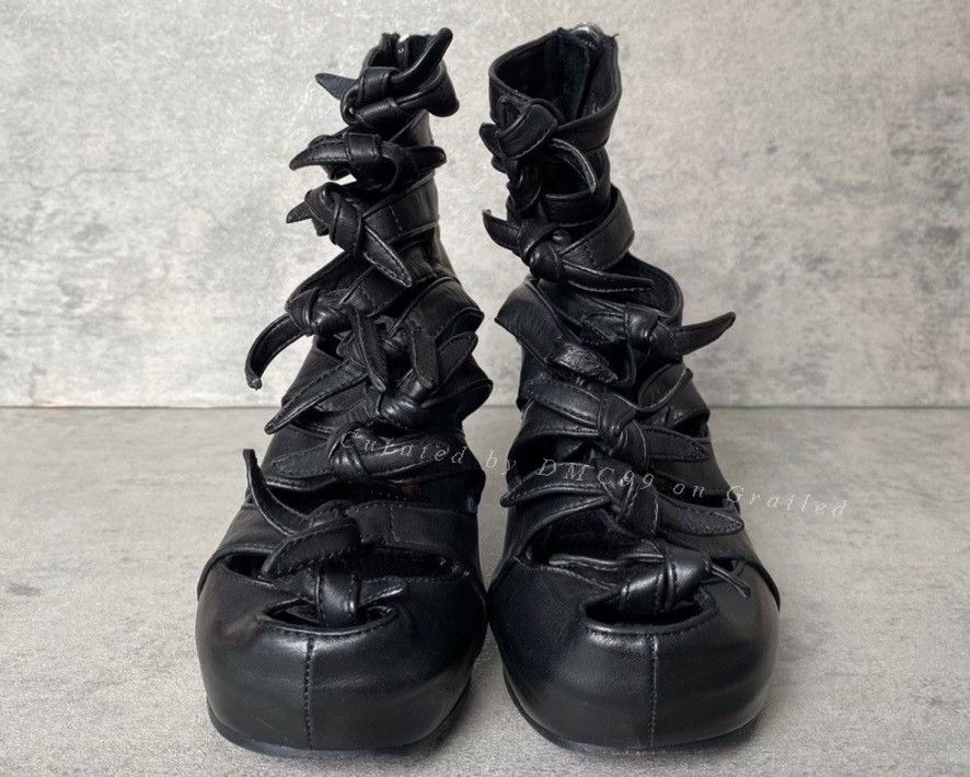 Rick Owens Rick Owens Black Wedge Lace-Up Boots Size US 4 / IT 34 - 2 Thumbnail