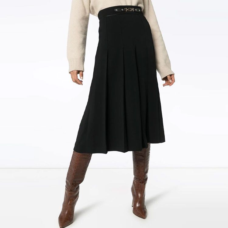 Gucci Gucci Horsebit Belt Pleated Midi Skirt Size 40 Size 27" / US 4 / IT 40 - 12 Thumbnail