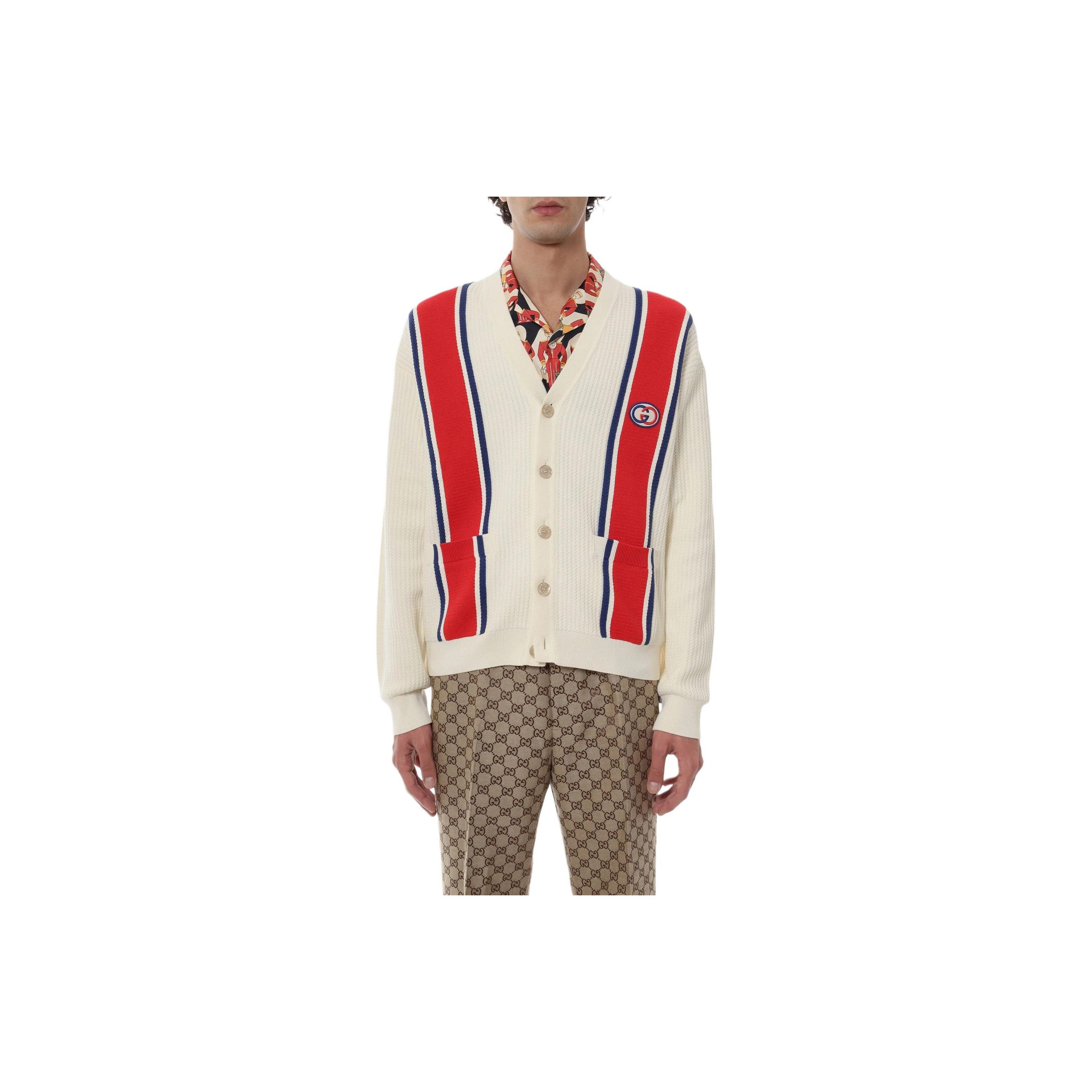 Gucci Gucci Striped Interlocking G V-Neck Cardigan Size S Size US S / EU 44-46 / 1 - 10 Thumbnail