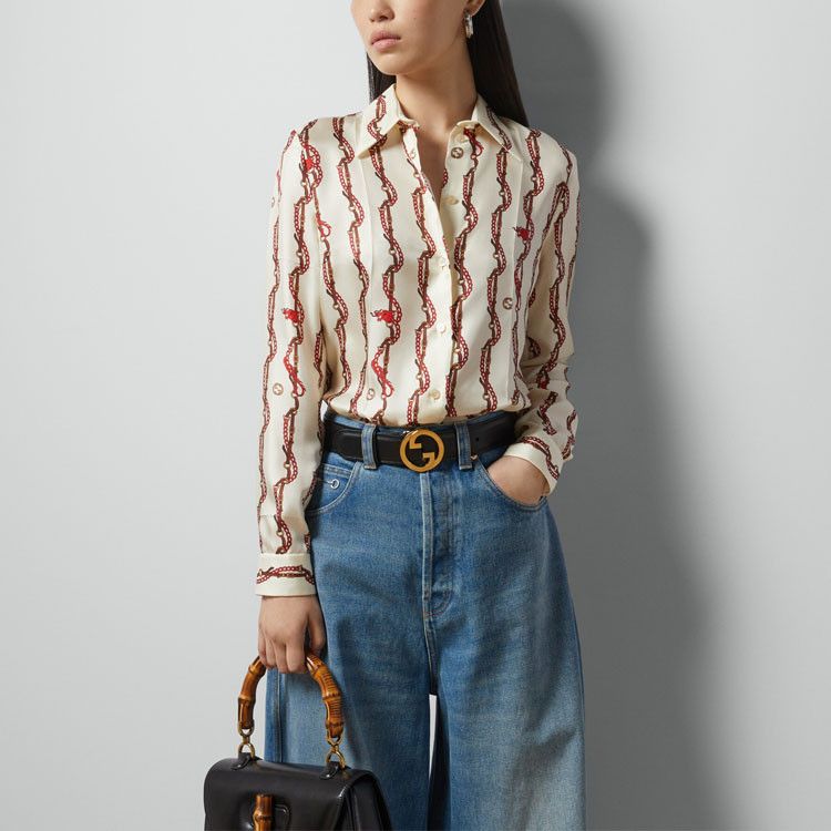 Gucci Gucci Chain Animal Print Silk Button Up Size 36 Size XS / US 0-2 / IT 36-38 - 8 Thumbnail