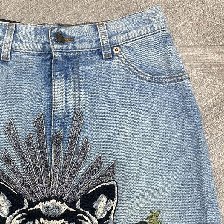 Gucci Gucci Cat Floral Embroidered Denim Mini Skirt Size 36 Size 25" / US 0 / IT 36 - 7 Thumbnail