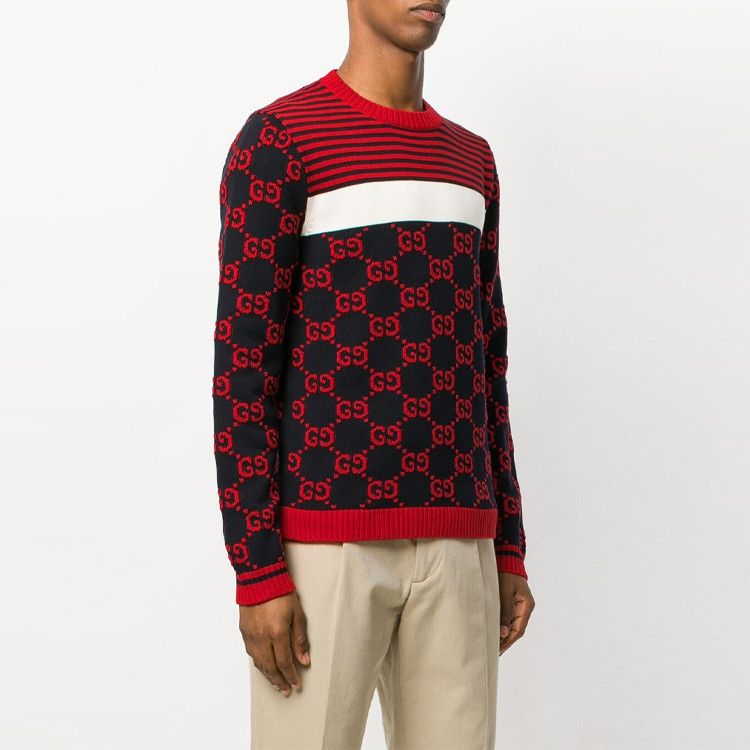 Gucci Gucci GG Pattern Stripe Knit Sweater Size L Size US L / EU 52-54 / 3 - 7 Thumbnail