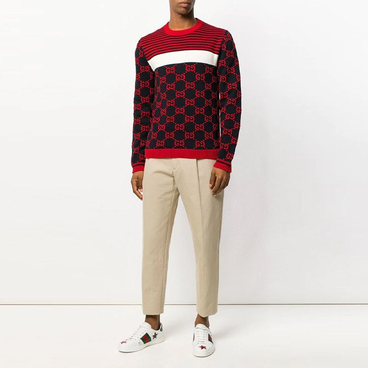 Gucci Gucci GG Pattern Stripe Knit Sweater Size L Size US L / EU 52-54 / 3 - 5 Thumbnail