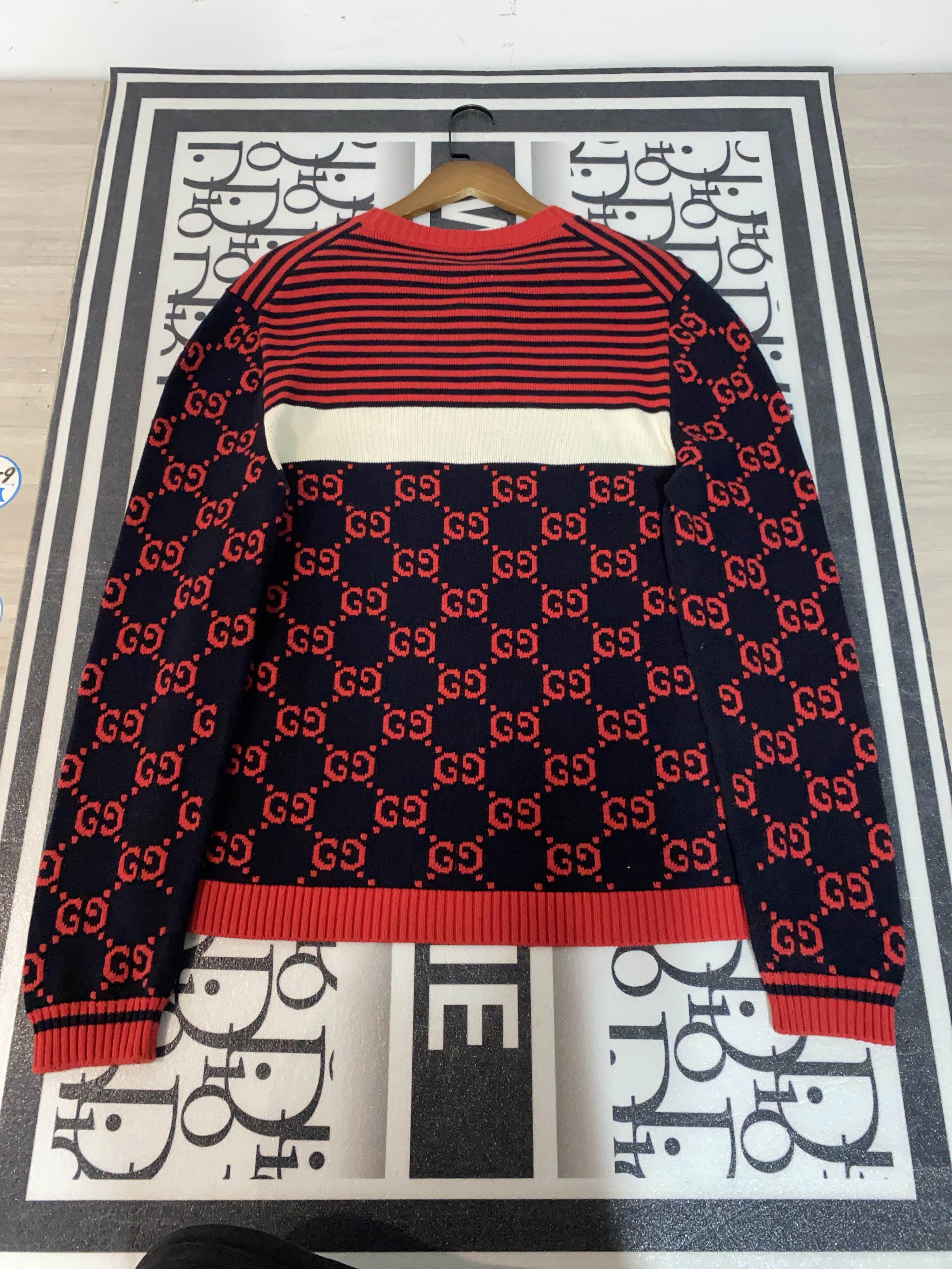 Gucci Gucci GG Pattern Stripe Knit Sweater Size L Size US L / EU 52-54 / 3 - 2 Thumbnail