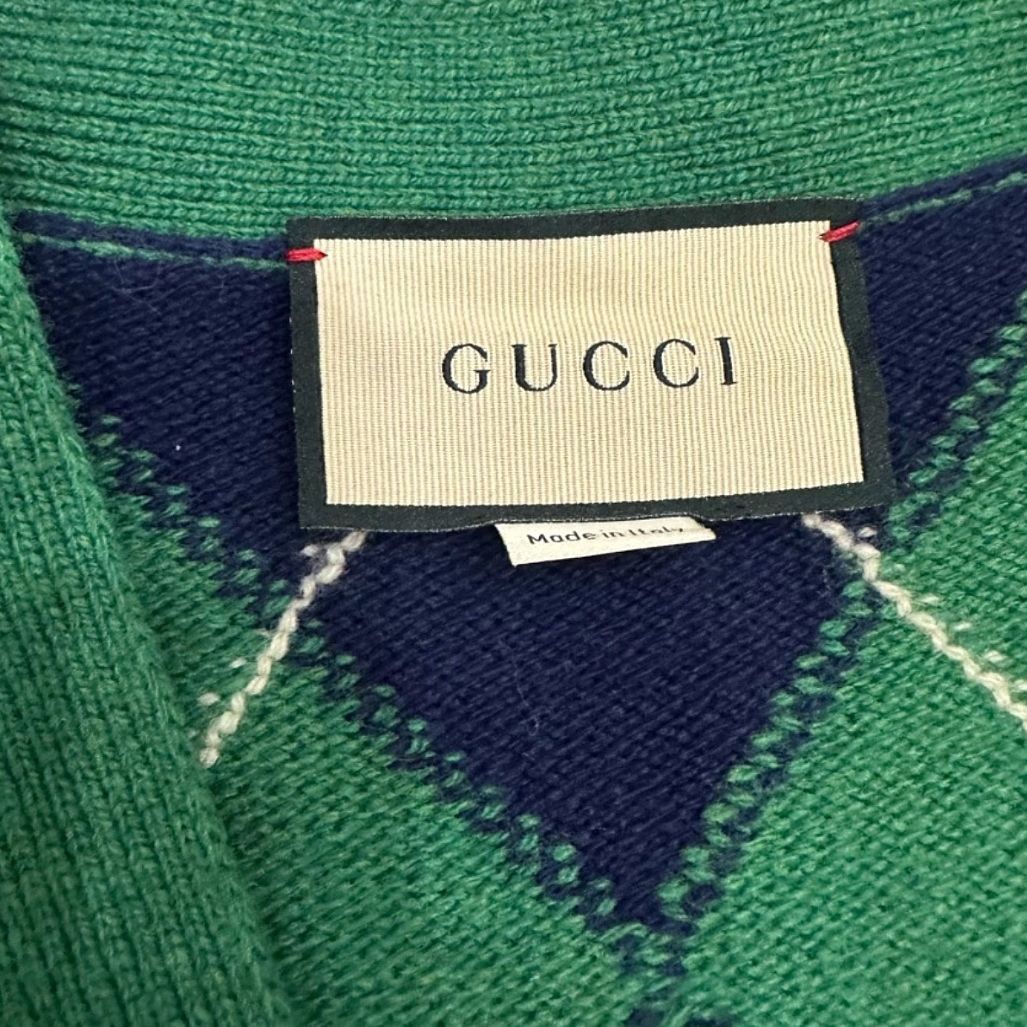 Gucci Gucci Argyle Knit Cardigan Size L Size US L / EU 52-54 / 3 - 3 Thumbnail