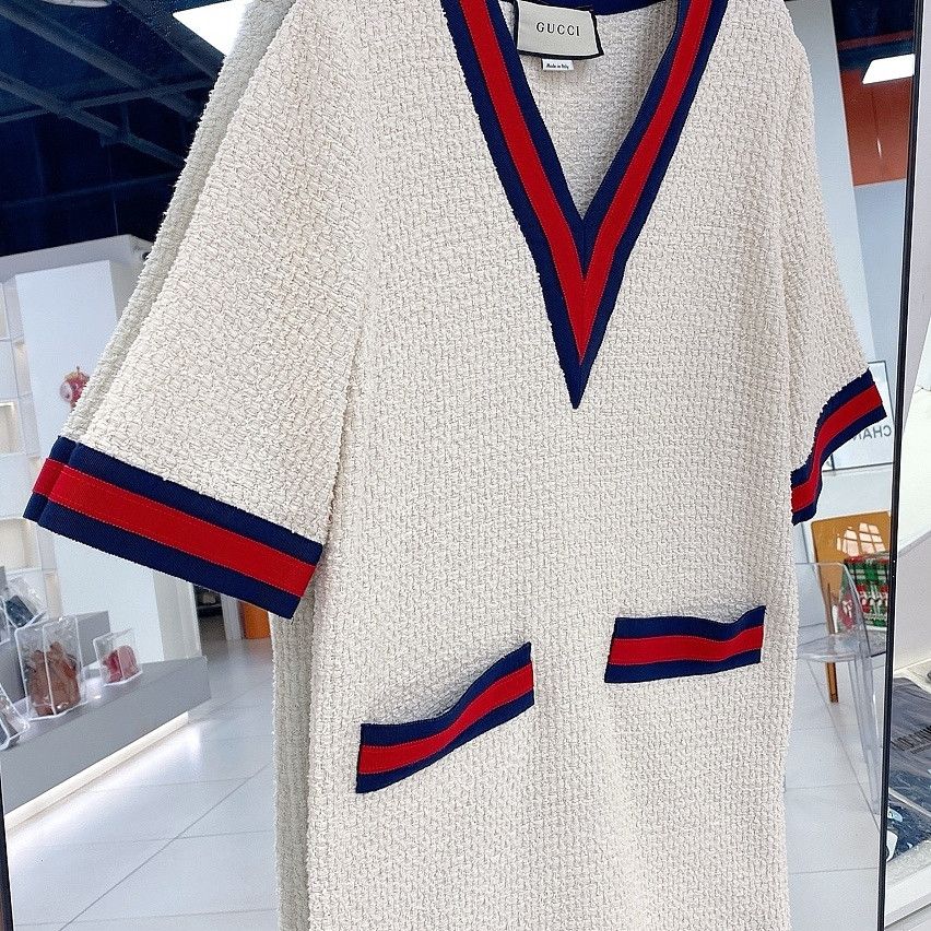 Gucci Gucci V-Neck Stripe Trim Knit Mini Dress Size 42 Size M / US 6-8 / IT 42-44 - 5 Thumbnail