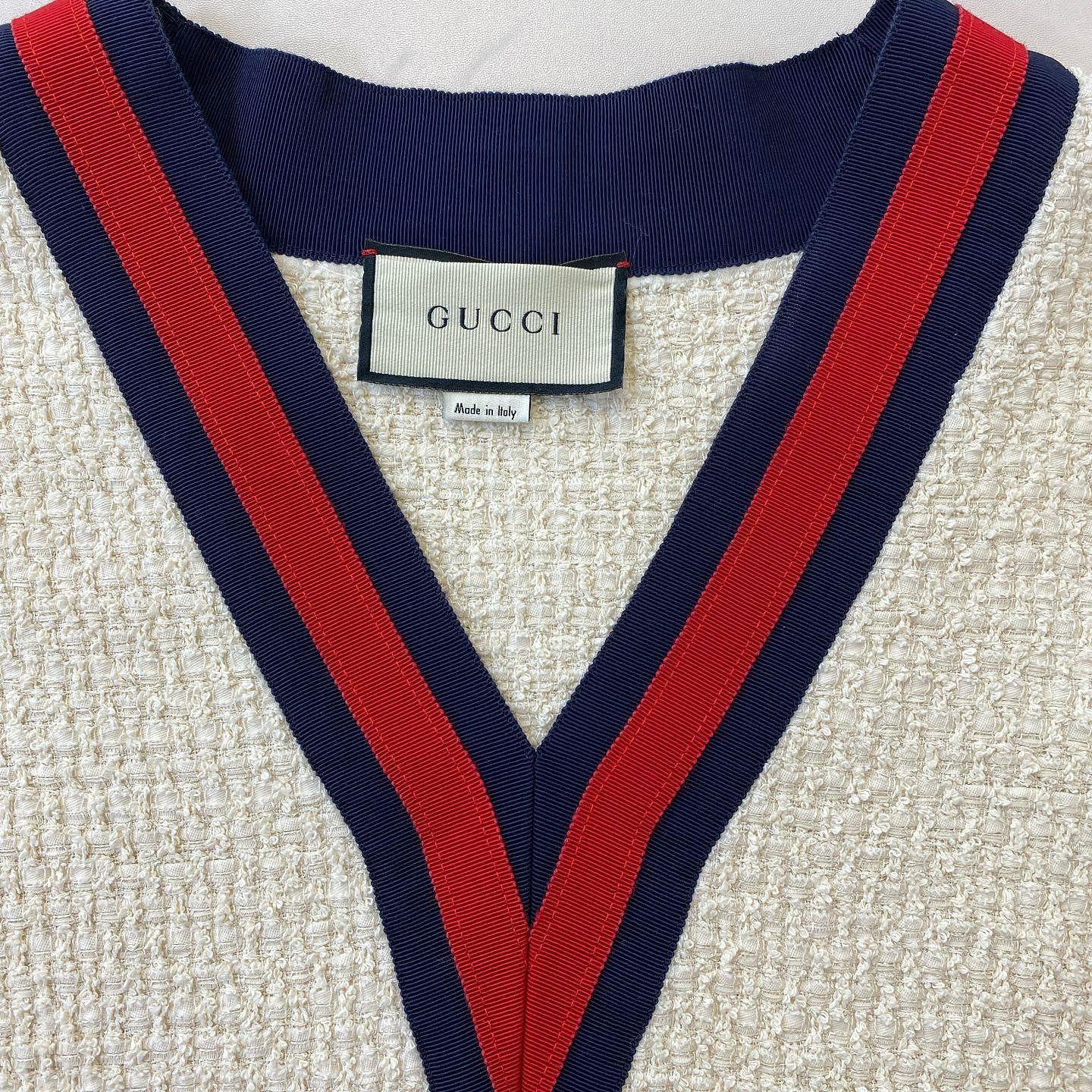 Gucci Gucci V-Neck Stripe Trim Knit Mini Dress Size 42 Size M / US 6-8 / IT 42-44 - 12 Thumbnail