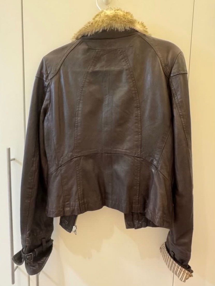 Vintage Tough Jeansmith Fur Collar Leather Jacket Size US XS / EU 42 / 0 - 3 Thumbnail