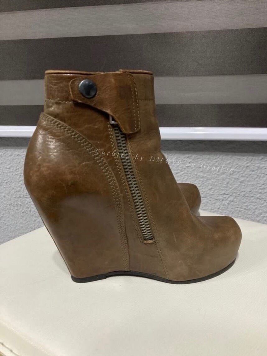 Rick Owens Rick Owens Brown Wedge Heel Boots Size US 5 / IT 35 - 6 Thumbnail
