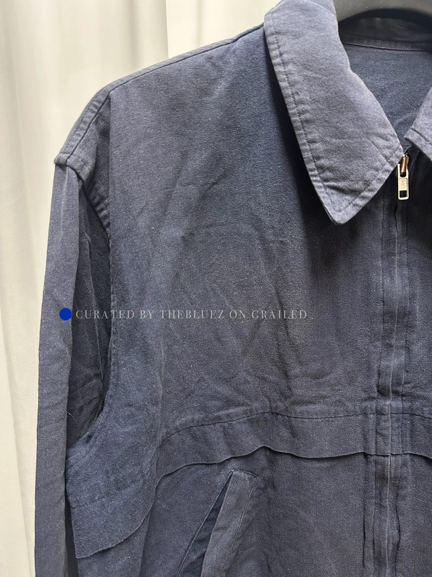 Yohji Yamamoto Blue Zip-Front Collared Light Jacket Size US M / EU 48-50 / 2 - 3 Thumbnail