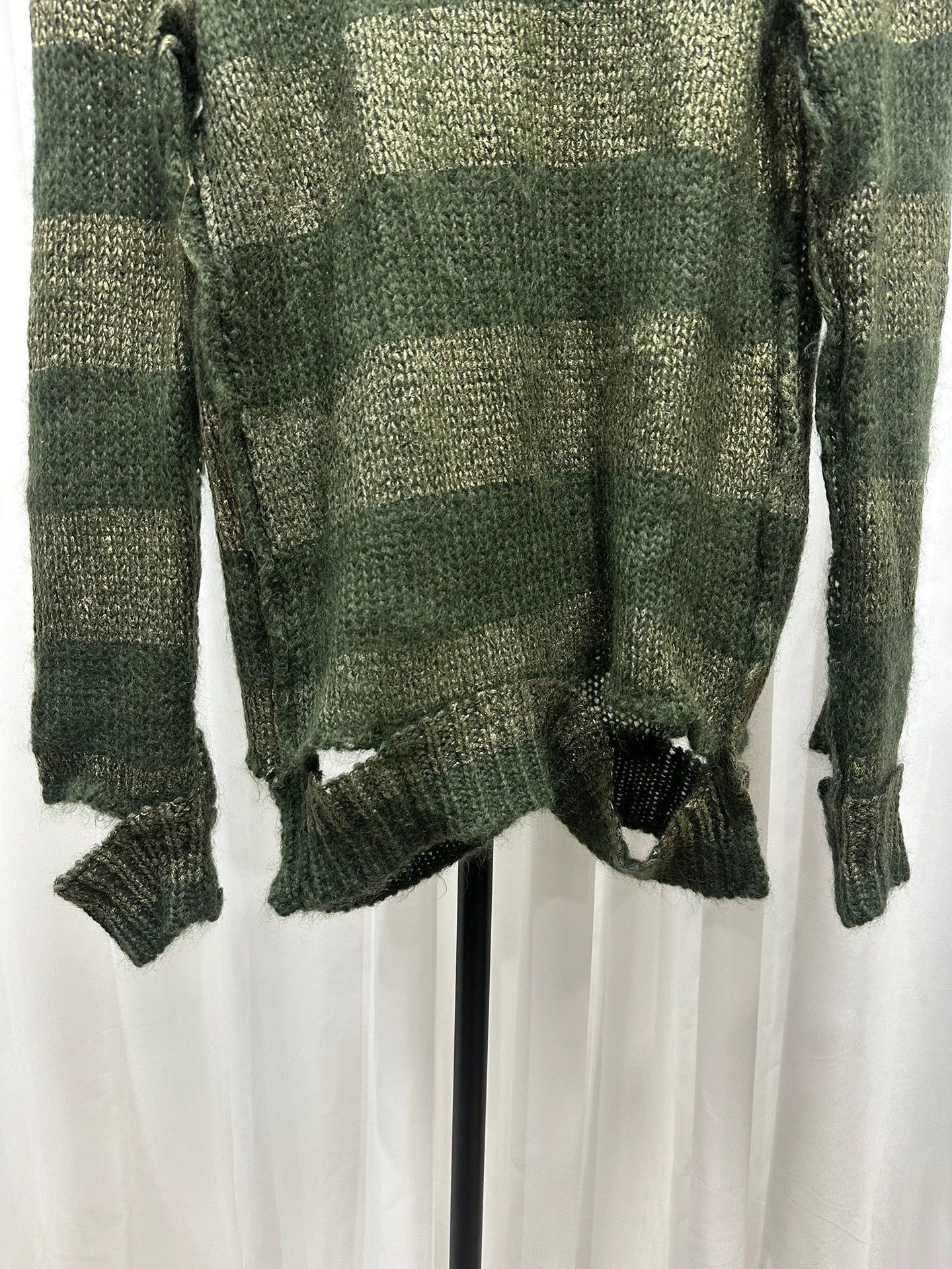 Junya Watanabe Green Striped Knit Sweater Size M Size US M / EU 48-50 / 2 - 3 Thumbnail