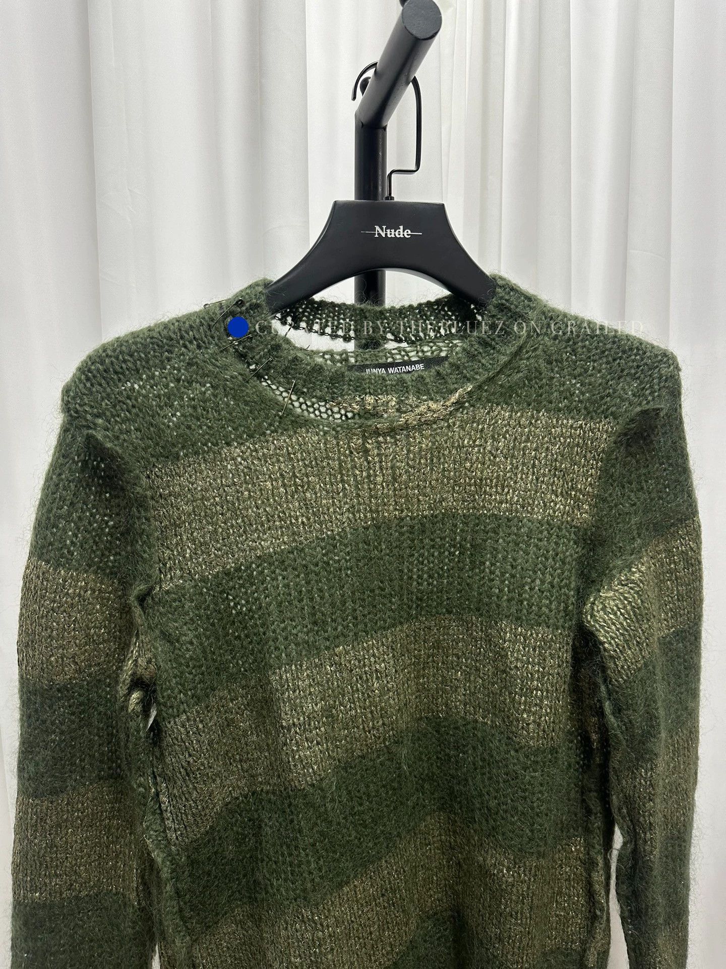 Junya Watanabe Green Striped Knit Sweater Size M Size US M / EU 48-50 / 2 - 2 Thumbnail