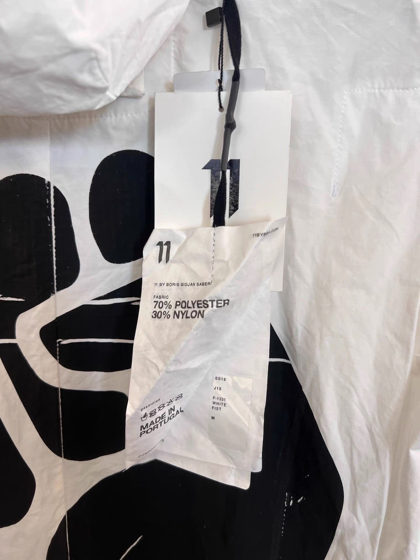 11 By Boris Bidjan Saberi White Hooded Long Raincoat with Fist Print Size US M / EU 48-50 / 2 - 6 Thumbnail