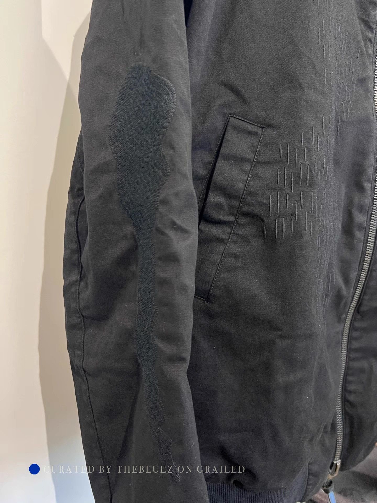 11 By Boris Bidjan Saberi Black Bomber Jacket with Abstract Back Design - Size M Size US M / EU 48-50 / 2 - 5 Thumbnail