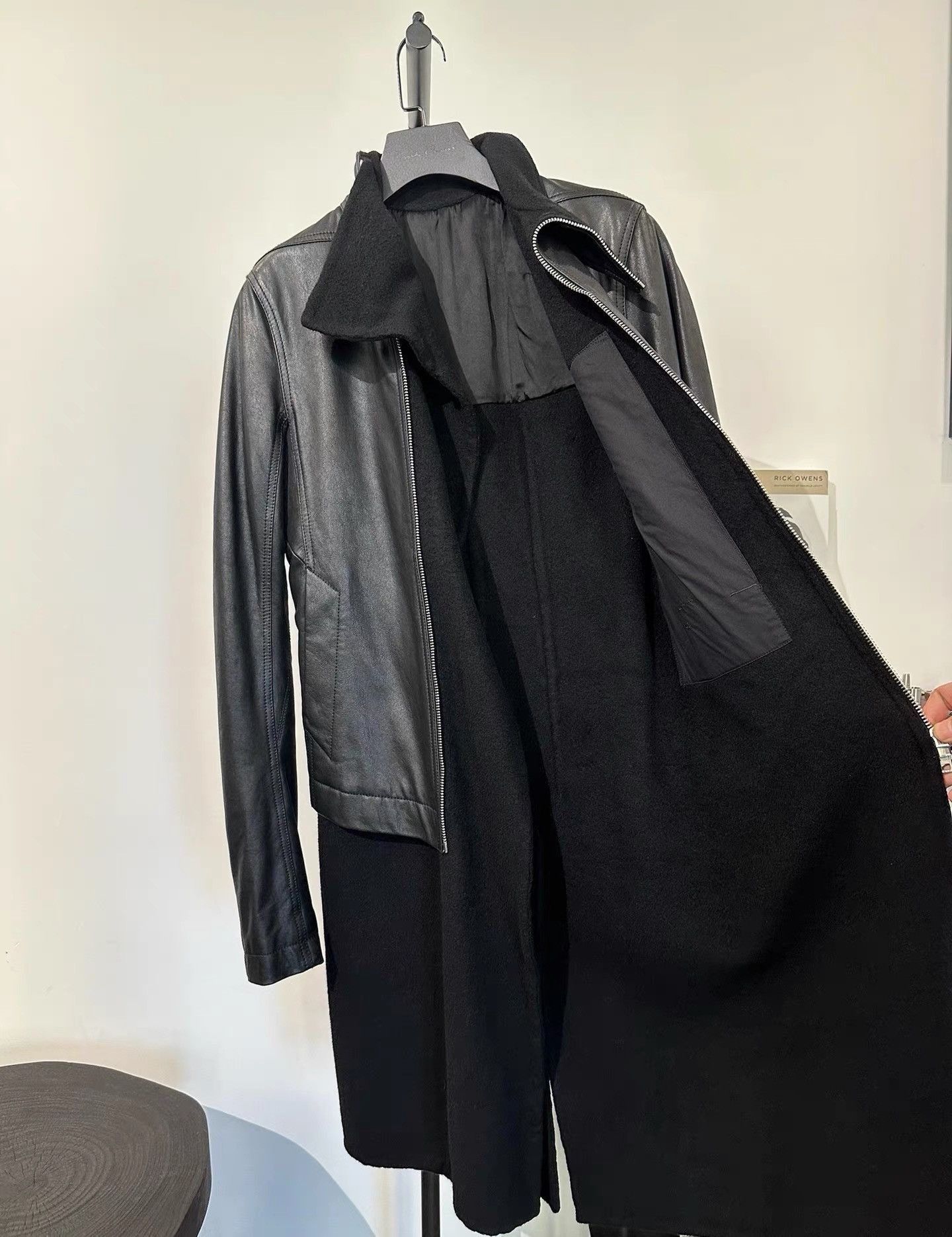 Rick Owens Black Leather Jacket with Zip Front and Collar, Size S Size US S / EU 44-46 / 1 - 3 Thumbnail