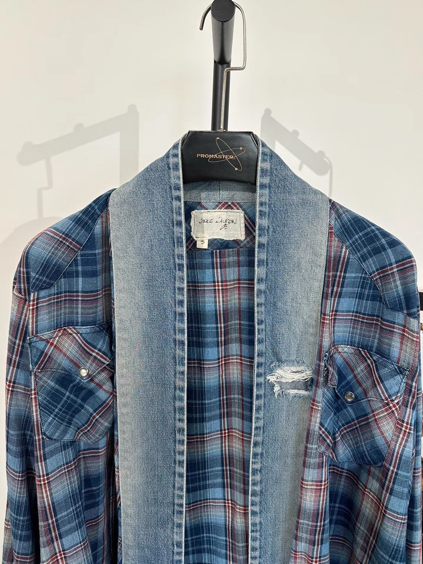Greg Lauren Blue Plaid Long Sleeve Button Up Shirt L Size US L / EU 52-54 / 3 - 3 Thumbnail